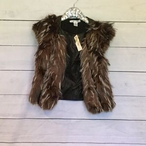 Beauty! NWT San Souci Large Faux Fur Vest